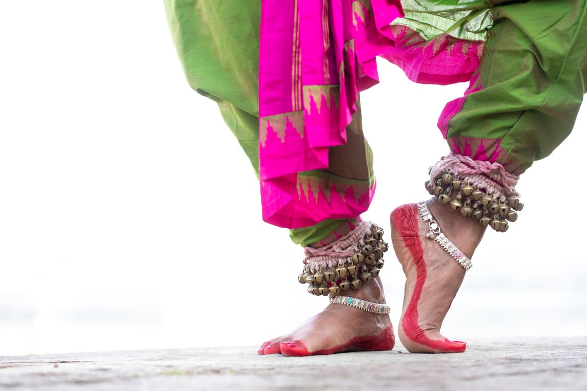 Indian Classical Dance form odissi feet with ghungaroo