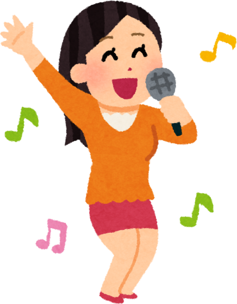 Illustration of a Joyful Woman Singing at Karaoke